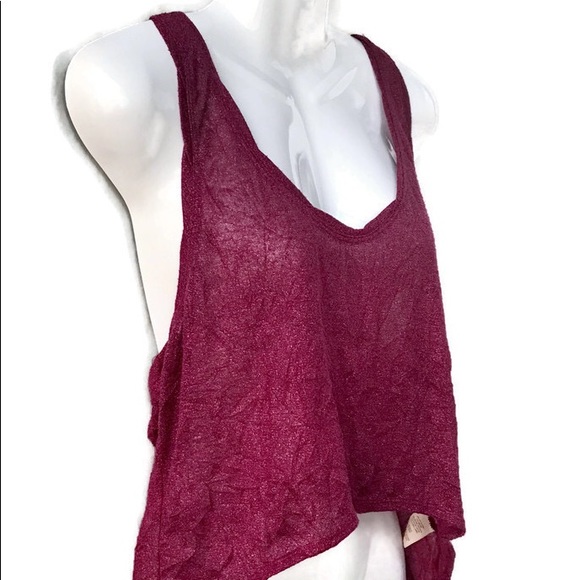 Free People Tops - Free People Asymmetrical Plum Sparkle Tank Top, SM